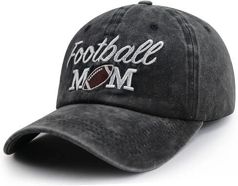 Football Accessories Baseball Hat for Women, Funny Football Mom Games Outdoor Sports Cap, Adjustable Cotton Embroidered Birthday Party Supplies Gifts for Mama Mother Grandma Friends in Kuwait
