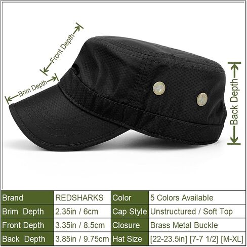 REDSHARKS Hidden Pocket Cadet Army Hat Quick Dry Military Style Flat Top Baseball Dad Sun Cap in Kuwait