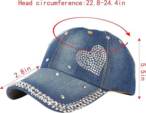 Hoce Fashion Rhinestone Denim Baseball Cap Studded Bling Hat for Women in Kuwait