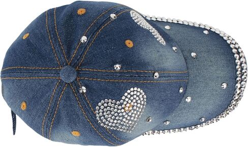 Hoce Fashion Rhinestone Denim Baseball Cap Studded Bling Hat for Women in Kuwait