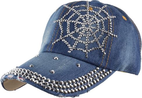 Hoce Fashion Rhinestone Denim Baseball Cap Studded Bling Hat for Women in Kuwait