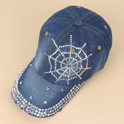 Hoce Fashion Rhinestone Denim Baseball Cap Studded Bling Hat for Women in Kuwait