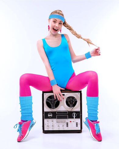 SATINIOR نساء 80s 90s تجريب طقم ملابس إكسسوارات مجموعة تدفئة الساق عقال الأساور أقراط ملابس السباحة البدلة in Kuwait