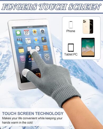 3 Pieces Winter Knit Hat Neck Warmer Scarf and Touch Screen Gloves Set Warm Thick Lined Skull Cap for Unisex Adult Men Women in Saudi Arabia