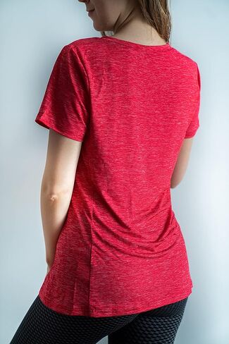 تي شيرت نسائي للتمرين برقبة على شكل V من CHICHO بأكمام قصيرة تي شيرت ماص للرطوبة مع جيب للجري واليوجا قميص رياضي ملابس رياضية in Kuwait