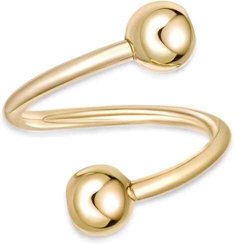 Lavari Jewelers 16 Gauge Cubic Zirconia Spiral Belly Button Ring for Women in 10k Yellow Gold CZ Unisex Stud Belly Ring Hypoallergenic Belly Piercing Jewelry 16G Body Piercing in Saudi Arabia