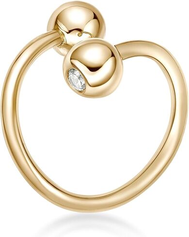 Lavari Jewelers 16 Gauge Cubic Zirconia Spiral Belly Button Ring for Women in 10k Yellow Gold CZ Unisex Stud Belly Ring Hypoallergenic Belly Piercing Jewelry 16G Body Piercing in Saudi Arabia