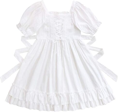 Lolita Summer Dresses Short Sleeve Casual Cute Girls Vintage Princess Dress in Kuwait
