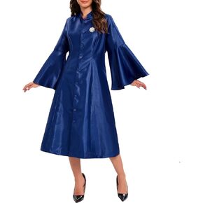 Go Mai Women's Plus Size Elegant Church Robe with Flash Forged Fabric Flare Sleeve Perfect for Choir Dress Clergy Robes