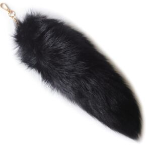 Fosrion Colored Real Silver Fox Tail Fur Halloween Cosplay Handbag Charm Ornament