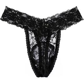 IPHREECO Men's Lace Sissy Pouch Panties Hipster Panty Thongs G String Bikini Briefs Lingerie Underwear T Back