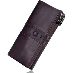 Roulens Wallet for Women RFID Blocking Genuine Leather Card Holder Zipper Coin Purse Clutch Wallet in Kuwait