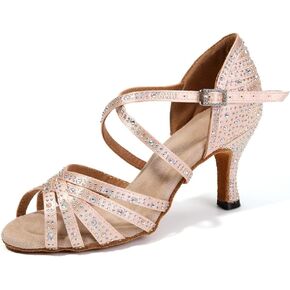 SWDZM المرأة أحذية الرقص اللاتينية حجر الراين قاعة الرقص السالسا تشاتشا الأداء المهني ممارسة أحذية رقص، نموذج جديد YCL377 in Kuwait