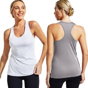 قمصان MIER النسائية Racerback للتمرين واليوجا والجري والتمارين الرياضية بدون أكمام، قمصان ذات قصة ضيقة للعضلات، رقبة واسعة in Saudi Arabia