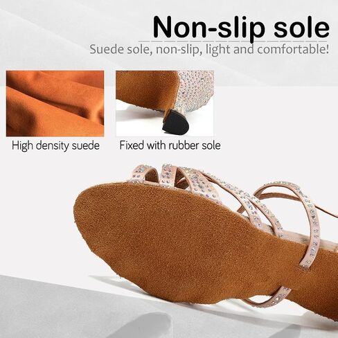 SWDZM المرأة أحذية الرقص اللاتينية حجر الراين قاعة الرقص السالسا تشاتشا الأداء المهني ممارسة أحذية رقص، نموذج جديد YCL377 in Kuwait