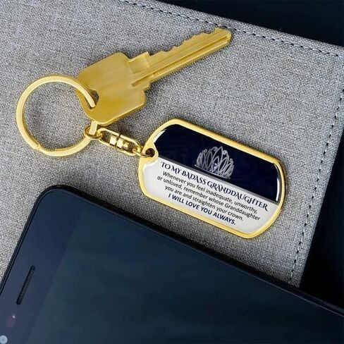 To My Daughter Gift Keychain, Keepsake for Granddaughter Keychain, Grandma Keychain, Engraved Stainless Steel Key chain in Saudi Arabia