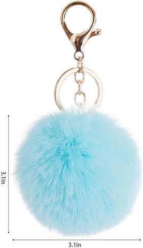 WUWEOT 30 Pack Pom Poms Keychains, 3.1'' Faux Rabbit Fur Ball Pompoms Keyring for Girls Women Car Key Hats Shoes Bags Accessories (30 colors) in Saudi Arabia