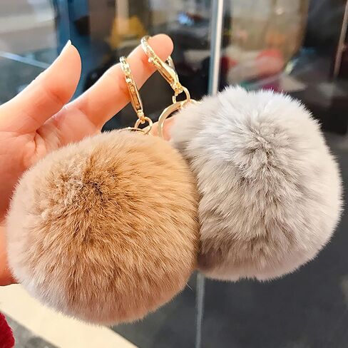 WUWEOT 30 Pack Pom Poms Keychains, 3.1'' Faux Rabbit Fur Ball Pompoms Keyring for Girls Women Car Key Hats Shoes Bags Accessories (30 colors) in Saudi Arabia