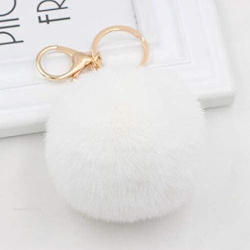 WUWEOT 30 Pack Pom Poms Keychains, 3.1'' Faux Rabbit Fur Ball Pompoms Keyring for Girls Women Car Key Hats Shoes Bags Accessories (30 colors) in Saudi Arabia