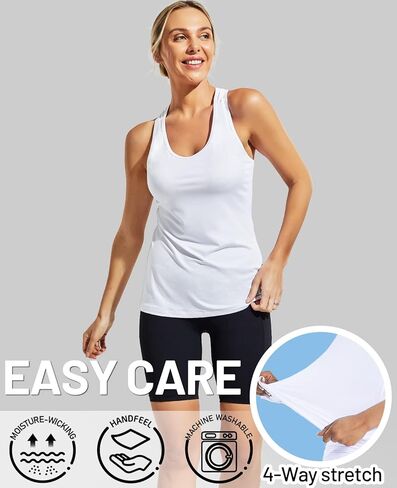 MIER Womens' Racerback Workout Tank Tops Yoga Running Gym Exercise Sleeveless Shirts Dry Fit Muscle Tee Top, Scoop Neck in Saudi Arabia