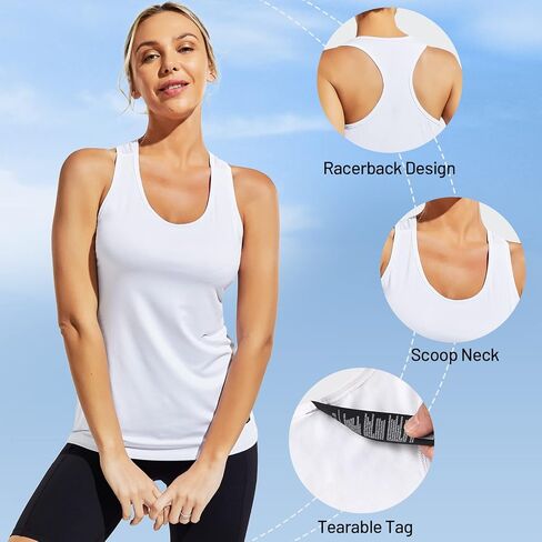 MIER Womens' Racerback Workout Tank Tops Yoga Running Gym Exercise Sleeveless Shirts Dry Fit Muscle Tee Top, Scoop Neck in Saudi Arabia