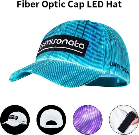 Lumisonata LED قبعة الألياف البصرية قبعة EDM قبعات البيسبول تضيء 7 ألوان متوهجة USB شحن القبعات الهذيان اكسسوارات للحزب in Kuwait