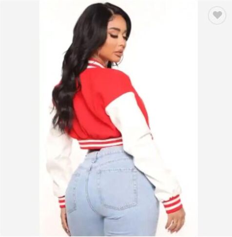 سترة DVine 9 Designs Delta Sigma Theta Crop Varsity بأكمام من الجلد النباتي عالي الجودة | بائع معتمد in Saudi Arabia