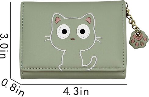 Cute Cat Girls Wallet for Teens Kids Women Slim Tri-Fold Wallet Purse Card Holder Organizer With Paw Pendant in Kuwait