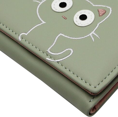 Cute Cat Girls Wallet for Teens Kids Women Slim Tri-Fold Wallet Purse Card Holder Organizer With Paw Pendant in Kuwait