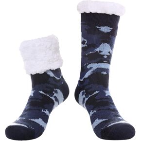 CHOWISH Mens Fuzzy Slipper Socks Soft Warm Cozy Fleece Lined Winter With Grips Socks in Saudi Arabia