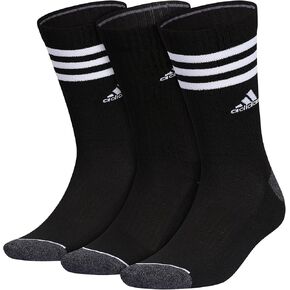 adidas Men's 3-Stripe Crew Socks with Arch Compression for a Secure Fit (3-Pair)