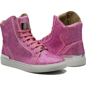 Enzo Romeo Men's Fashion High Top Crystal Shimmer Rhinestone Blink Flat Sneakers Shoes in Kuwait