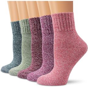 Ambielly Winter Women Socks 5 Pairs Vintage Style Knit Wool Casual Socks Thick Warm Colorful Socks in Kuwait