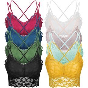 ONESING 8 Pcs Lace Bralettes for Women Padded Bralettes Lace Bra Bralettes Lace Lingerie for Women Girls with Removable Pads in Saudi Arabia