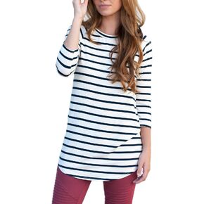 Tickled Teal Womens 3/4 Sleeve Striped Tunic