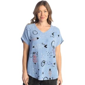Jess & Jane Mineral Washed Gauze Short Sleeve Top - M104 in Saudi Arabia