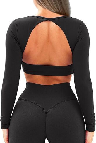 OZICERD 2 قطعة تجريب مجموعات للنساء الصالة الرياضية مجموعة طويلة الأكمام المحاصيل طماق قطعتين مطابقة تجريب وتتسابق اليوغا مجموعات in Kuwait