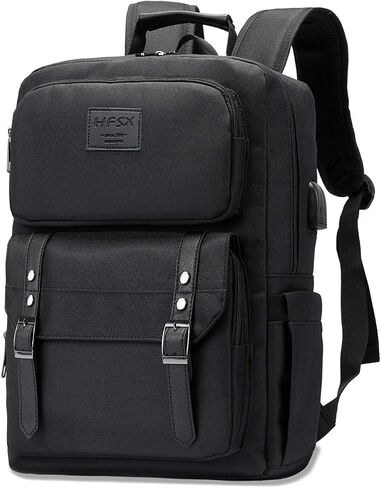 HFSX Laptop Backpack Women Men College Backpacks Bookbag Vintage Backpack Book Bag Fashion Back Pack Anti Theft Travel Backpacks with Charging Port fit 15.6 Inch Laptop Black in Saudi Arabia
