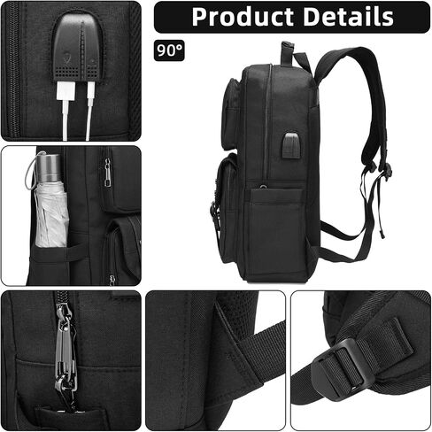 HFSX Laptop Backpack Women Men College Backpacks Bookbag Vintage Backpack Book Bag Fashion Back Pack Anti Theft Travel Backpacks with Charging Port fit 15.6 Inch Laptop Black in Saudi Arabia