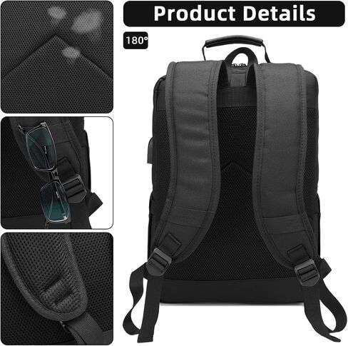 HFSX Laptop Backpack Women Men College Backpacks Bookbag Vintage Backpack Book Bag Fashion Back Pack Anti Theft Travel Backpacks with Charging Port fit 15.6 Inch Laptop Black in Saudi Arabia