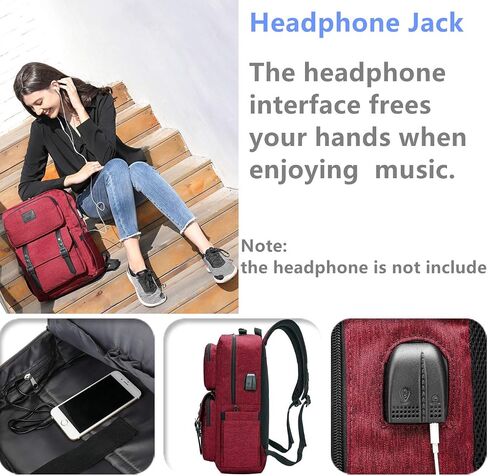 HFSX Laptop Backpack Women Men College Backpacks Bookbag Vintage Backpack Book Bag Fashion Back Pack Anti Theft Travel Backpacks with Charging Port fit 15.6 Inch Laptop Black in Saudi Arabia