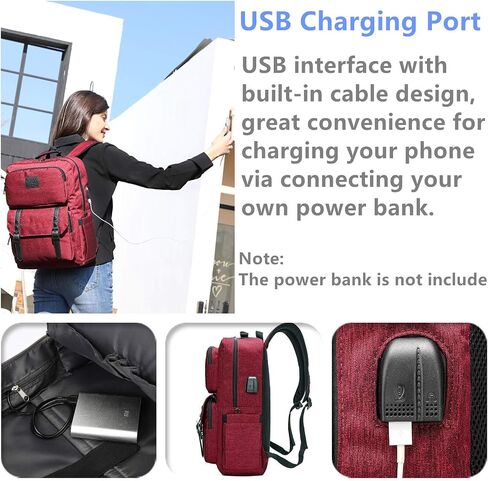 HFSX Laptop Backpack Women Men College Backpacks Bookbag Vintage Backpack Book Bag Fashion Back Pack Anti Theft Travel Backpacks with Charging Port fit 15.6 Inch Laptop Black in Saudi Arabia