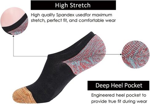 JOYNÉE Men's 6 Pack Casual Cushion Anti-Slid Cotton No Show Socks with Silicone in Kuwait