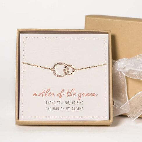 Mother of the Bride or Groom Gift- Interlocking Circle Necklace in Gold, Rose Gold, Sterling Silver in Saudi Arabia
