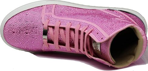 Enzo Romeo Men's Fashion High Top Crystal Shimmer Rhinestone Blink Flat Sneakers Shoes in Kuwait
