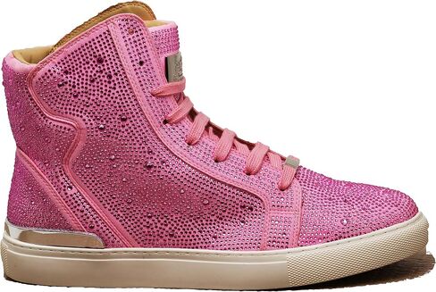 Enzo Romeo Men's Fashion High Top Crystal Shimmer Rhinestone Blink Flat Sneakers Shoes in Kuwait