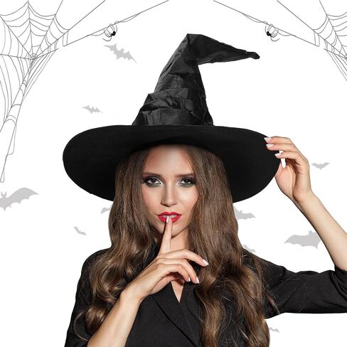 Handepo 2 Sets Halloween Witch Costume Include 2 Pair Thigh High Socks Striped Knee Socks 2 Pcs Halloween Witch Hats Large Ruched Halloween Costume Accessory for Women Party Supplies in Saudi Arabia