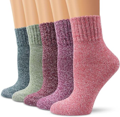 Ambielly Winter Women Socks 5 Pairs Vintage Style Knit Wool Casual Socks Thick Warm Colorful Socks in Kuwait
