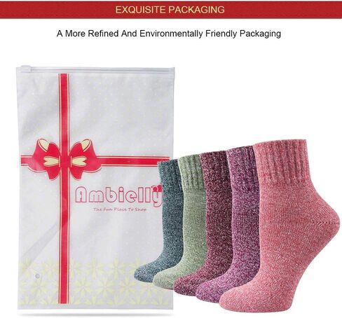 Ambielly Winter Women Socks 5 Pairs Vintage Style Knit Wool Casual Socks Thick Warm Colorful Socks in Kuwait