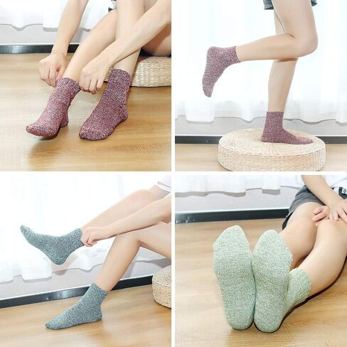Ambielly Winter Women Socks 5 Pairs Vintage Style Knit Wool Casual Socks Thick Warm Colorful Socks in Kuwait